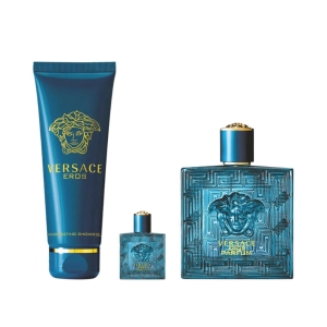 Set Cadou Versace Eros Pour Homme EDT 100 ml + Spray de Călătorie 5 ml + Gel de Duș 150 ml